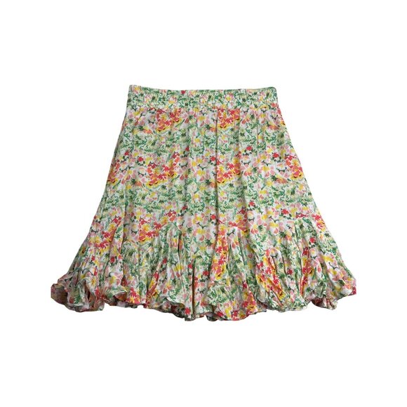 Loft Womens Petite Floral A-Line Skirt Size XS Flounce Hem Rayon Knee Length New - Picture 4 of 6